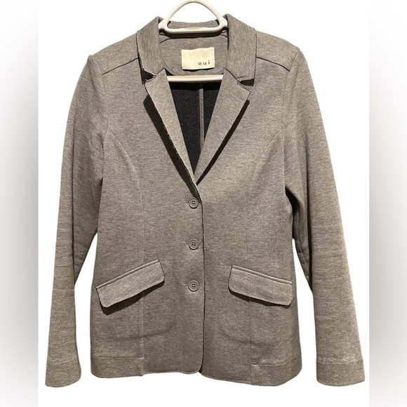 Jackets & Blazers - Oui deconstructed gray blazer size 6 mint condition with unfinished seems- EUC!